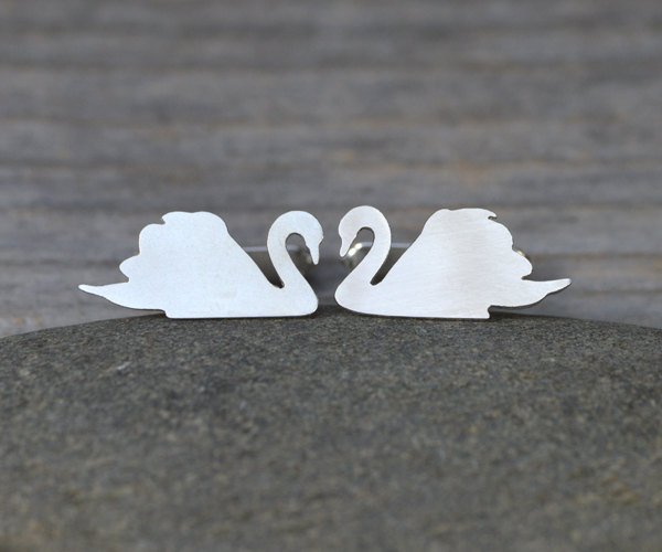 Swan Cufflinks In Solid Sterling Silver, Personalized Cufflinks For Him, Wedding Cufflinks With Personlized Message