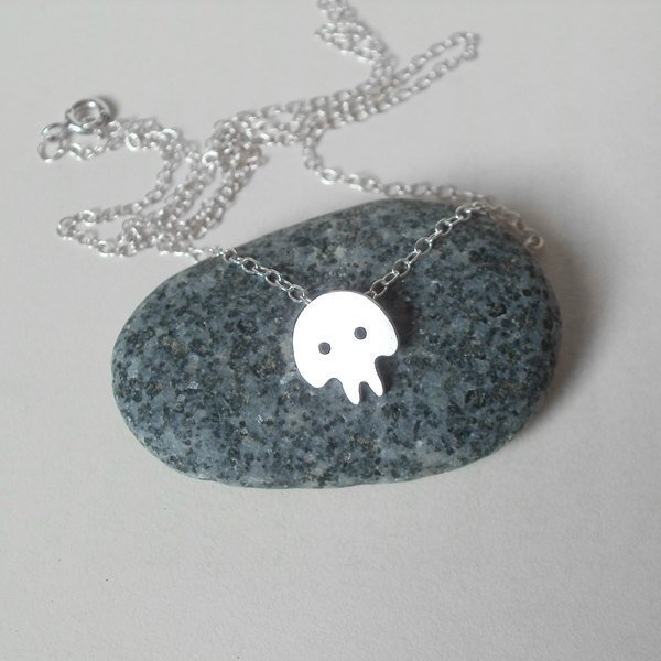 Skull Necklace, Gothic Necklace, Cute Skull Necklace In Sterling Silver Handmade
