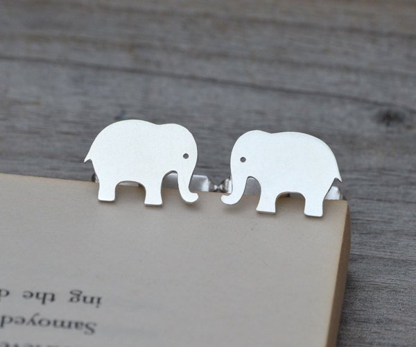 Elephant Cufflinks In Solid Sterling Silver, With Personalized Message On The Backs, Handmade In The UK