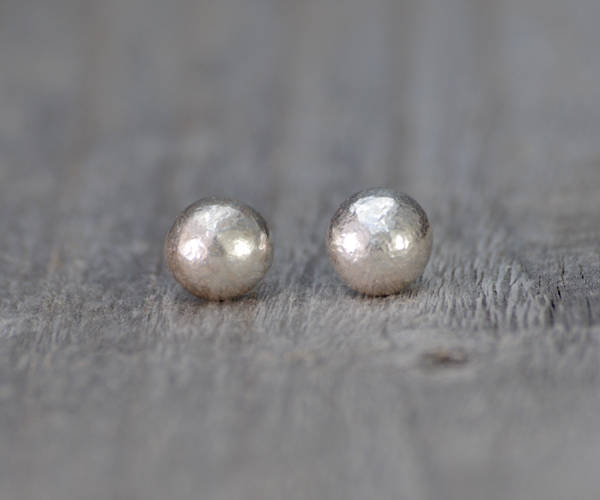 Pebble Earring Studs In Recycled Sterling Silver, Droplet Earring Stud Handmade In England