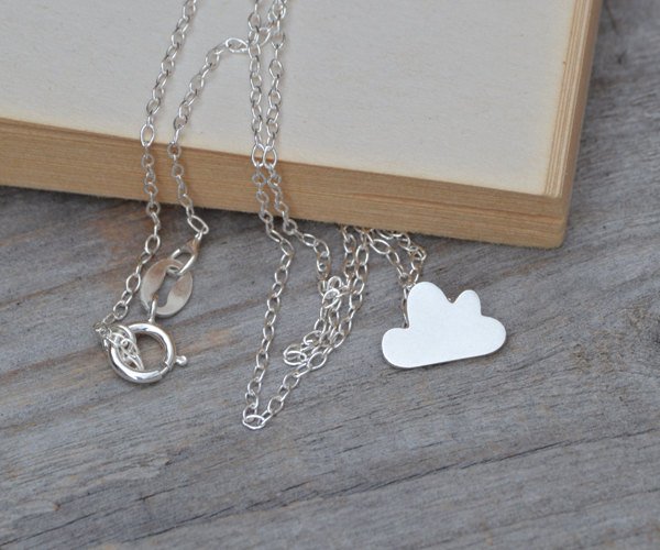 Fluffy Cloud Necklace In Sterling Silver, Small Cloud Necklace, Weather Forecast Necklace, Handmade In England