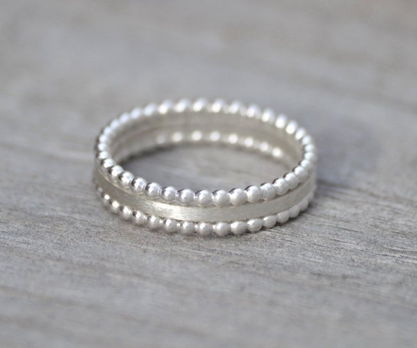 Stacking Ring Set Of 3 In Sterling Silver, Everyday Jewelry Handmade In England, Made To Order Rings