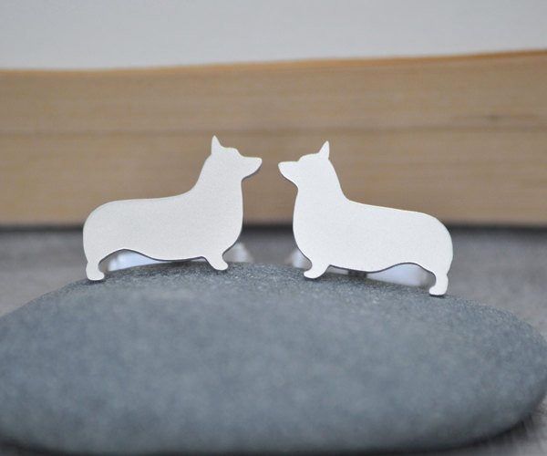 Corgi Cufflinks In Sterling Silver With Personalized Message On The Backs, Handmade In The Uk