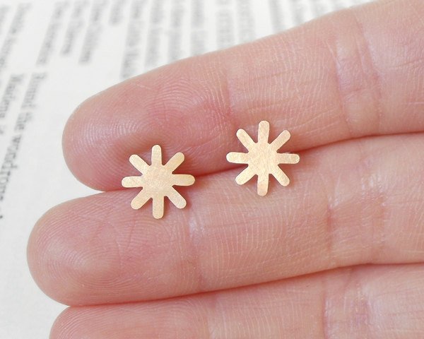 Star Earring Studs In 9ct Yellow Gold, Weather Forecast Jewelry Handmade In Uk