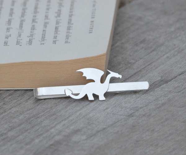 Dragon Tie Clip In Solid Sterling Silver, Wedding Tie Clip, Personalized Tie Clip, Handmade Gift For Man, Handmade In England
