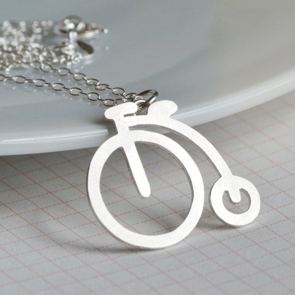 Penny Farthing Necklace In Sterling Silver, English Style Necklace Handmade In The Uk