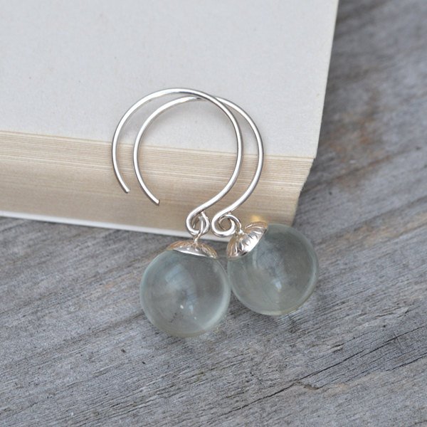 Glass Ball Dangle Earrings, Bridal Earrings Handmade In The Uk