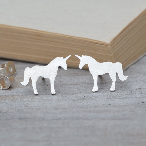 Unicorn Earring Studs, Fairytale Earring Studs In Sterling Silver