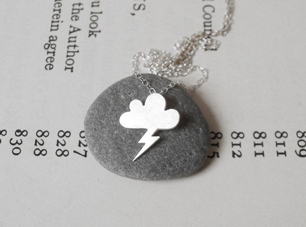 Lightning Cloud Necklace, Weather Forecast Necklace Handmade In England
