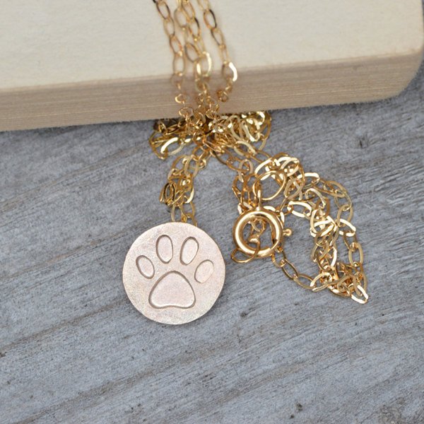 Pawprint Necklace In Solid 9ct Yellow Gold And 9ct Rose Gold