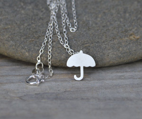 Umbrella Necklace In Sterling Silver, Weather Forecast Necklace, Rainy Day Necklace, British Weather Necklace Handmade In England