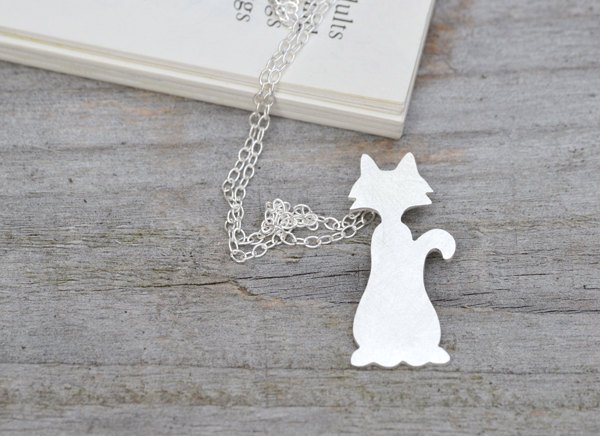 Naughty Cat Necklace In Sterling Silver, Kitten Necklace Handmade In Uk