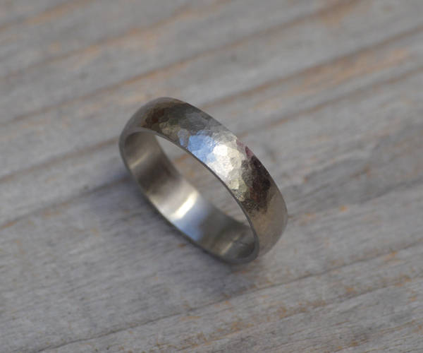 Platinum Wedding Band With Hammer Effect, Platinum Wedding Ring, 5mm Wide , 6mm wide or 8mm Wide, Rustic Wedding Band, Made To Order
