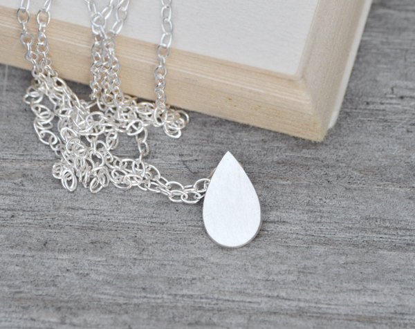 Raindrop Necklace Teardrop Necklace, Weather Forecast Necklace In Sterling Silver, Handmade In England