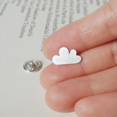The Lucky Cloud Pin/ Lapel Pin/ Tie Tack From The Weather Forecast Collection In Sterling Silver, Handmade In The Uk