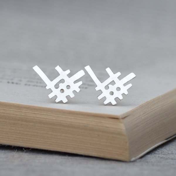 Abstract Ear Studs In Sterling Silver, Handmade In England