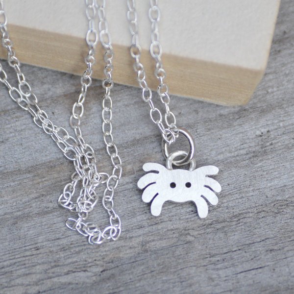 Spider Necklace In Sterling Silver, Cute Spider Necklace Handmade In England
