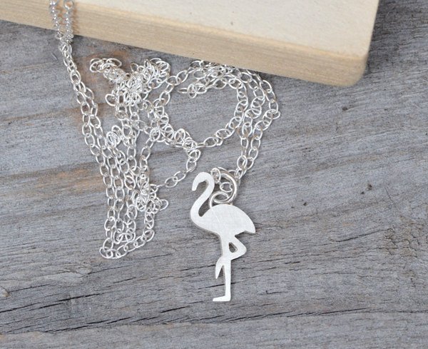Flamingo Necklace, Animal Necklace Handmade In Sterling Silver