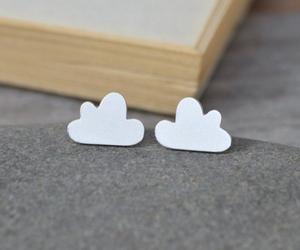 Fluffy Cloud Earring Studs, Fluffy Cloud In Sterling Silver (size Small), Handmade In England
