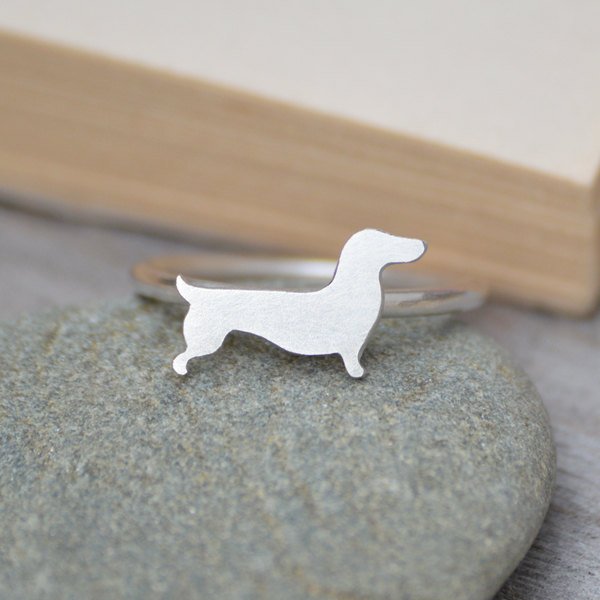 Dachshund Ring In Sterling Silver, Sausage Dog Ring, Handmade In The Uk