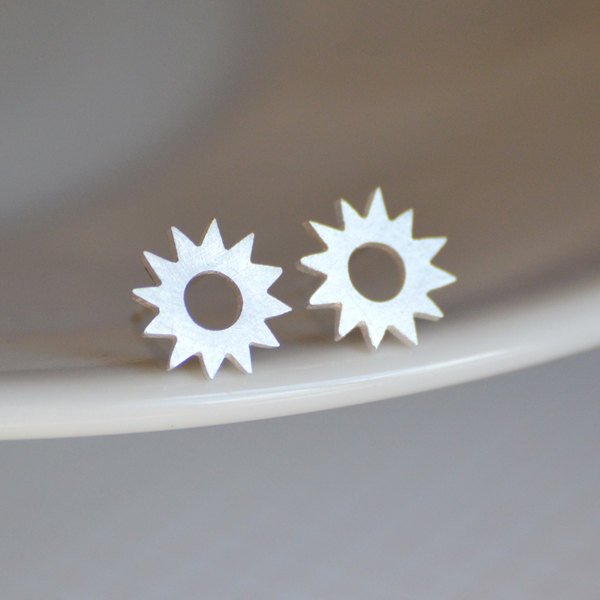 Sunshine Earring Studs In Sterling Silver, Weather Forecast Earring Studs Handmade In England