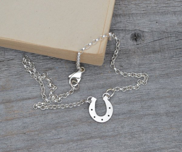 Horseshoe Bracelet Anklet With Personalized Message In Solid Sterling Silver, Lucky Horseshe Bracelet Anklet For Her, Handmade In England