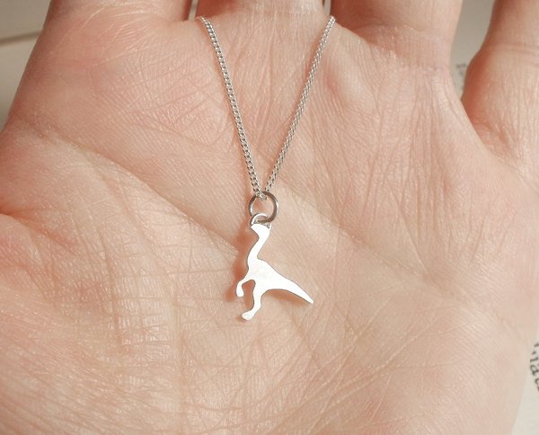 Dinosaur Necklace In Sterling Silver, Leaellynasaura Necklace Handmade In The Uk