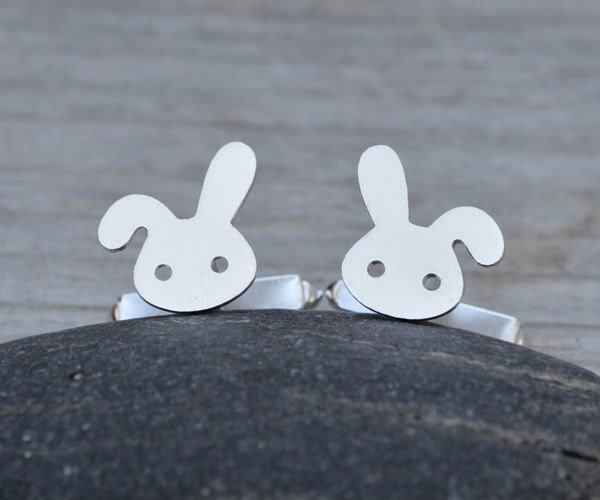 Bunny Rabbit Cufflinks In Sterling Silver, Personalized Message Cufflinks Handmade In The UK