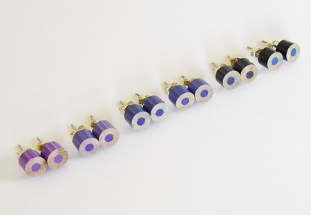 Color Pencil Ear Studs, The Blue And Purple Collection Pencil Jewelry, Handmade In The Uk By Huiyi Tan