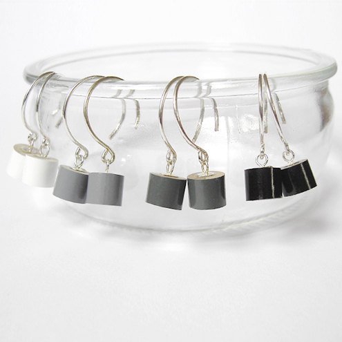 Color Pencil Earrings, The Black, Grey And White Series Pencil Jewelry, Made In Uk