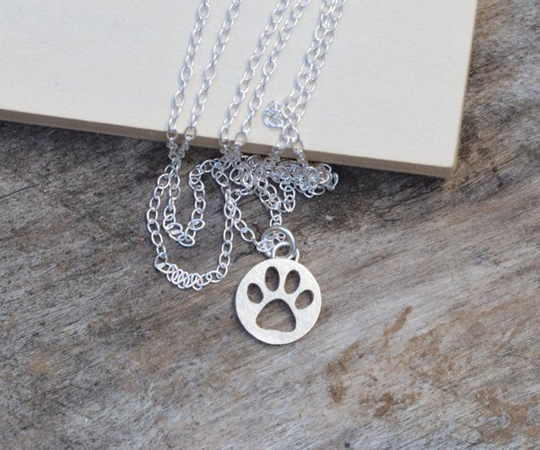 Hollow Pawprint Necklace In Sterling Silver, Handmade In The UK