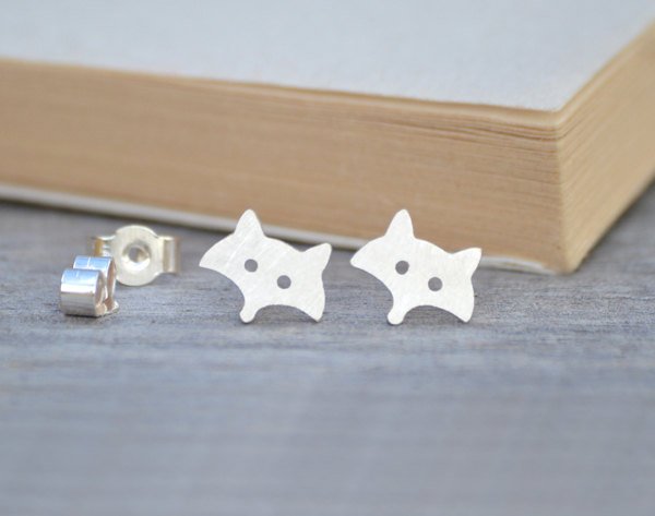 Fox Earring Studs In Sterling Silver, Foxy Earring Studs Handmade In The Uk By Huiyi Tan