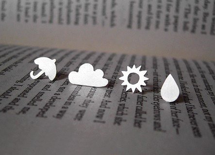 Weather Forecast Ear Studs (1 Pair) In Sterling Silver, British Weather Earring Studs, Handmade In The Uk