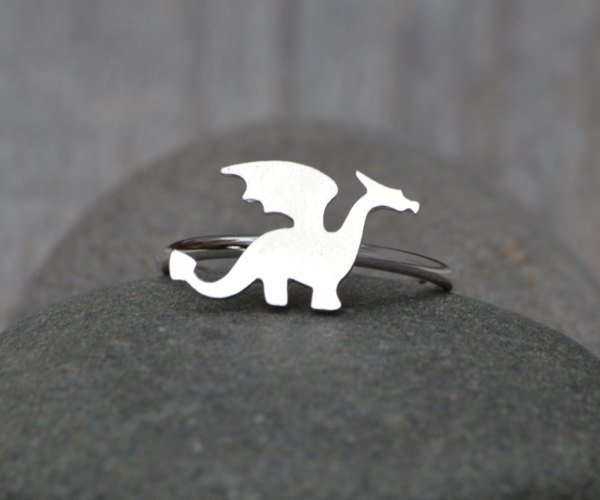 Dragon Ring In Sterling Silver, Stackable Animal Ring
