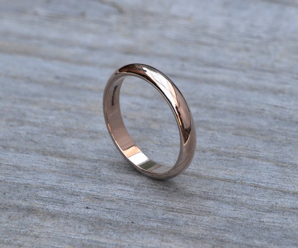 D Shape Wedding Band, Rose Gold Wedding Ring, 3mm Or 4mm Wide Stackable Ring