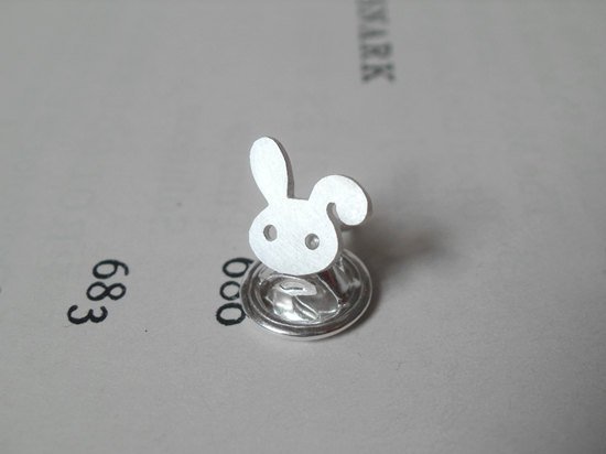 Bunny Rabbit Pin, Bunny Rabbit Lapel Pin, Bunny Rabbit Tie Tack In Sterling Silver, Handmade In England