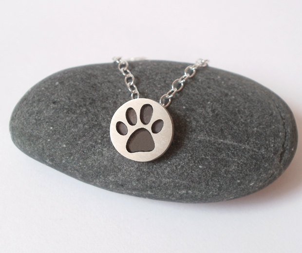 Pawprint Necklace In Oxidized Sterling Silver, Handmade In The UK