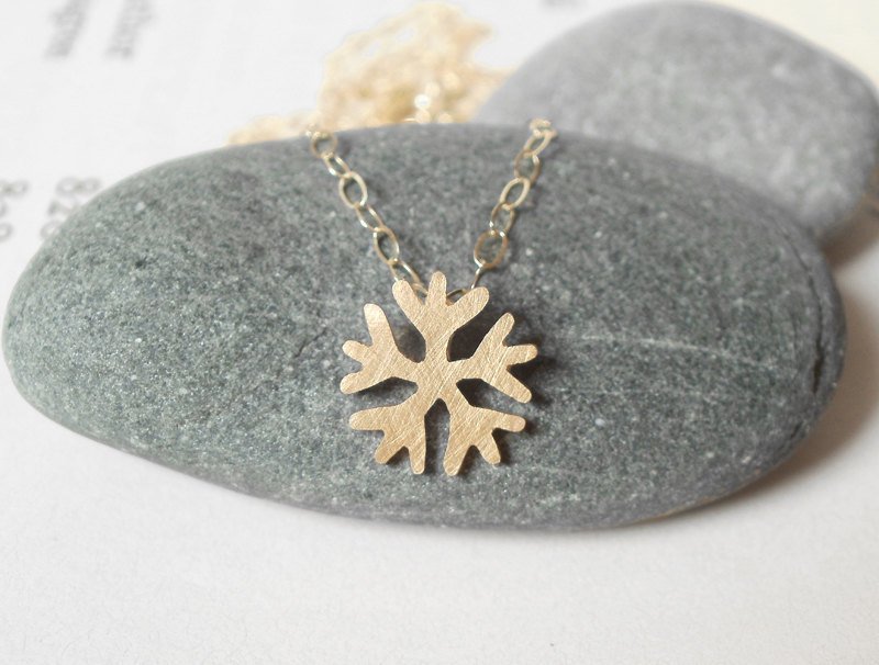 Snowflake Necklace In 9k Yellow Gold, Weather Forecast Necklace Handmade In The Uk