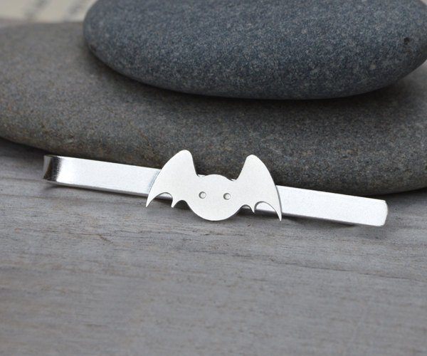 Bat Tie Clip In Solid Sterling Silver, Wedding Tie Clip, Personalized Tie Clip, Handmade Gift For Man, Handmade In England