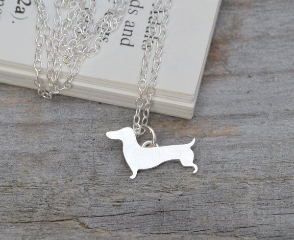 Dachshund Necklace, Sausage Dog Necklace In Sterling Silver, Handmade In The Uk