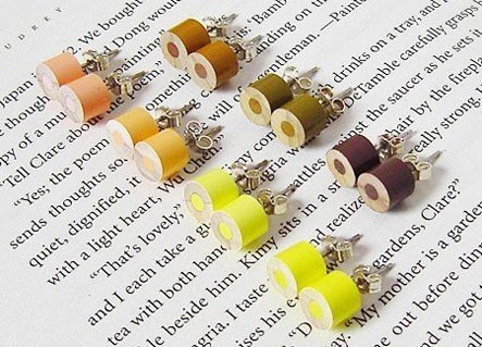 Color Pencil Ear Studs, The Yellow And Brown Series Pencil Jewelry Handmade In England By Huiyi Tan
