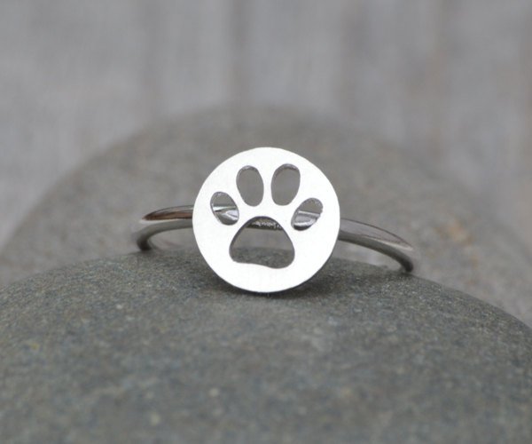 Pawprint Ring In Sterling Silver, Stackable Animal Ring