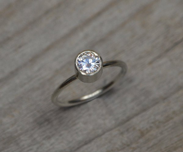 Moissanite Engagement Ring Set In 9ct White Gold, Diamond Alternative Engagement Ring, Made To Order