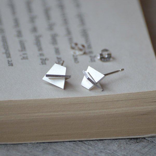 Wearable Sculpture Earring Studs, Abstract Earring Studs Handmade In Sterling Silver