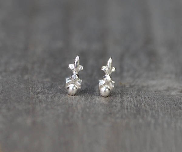 Tiny Fleur De Lis Earring Studs, Small Earring Studs In Sterling Silver, Handmade In England
