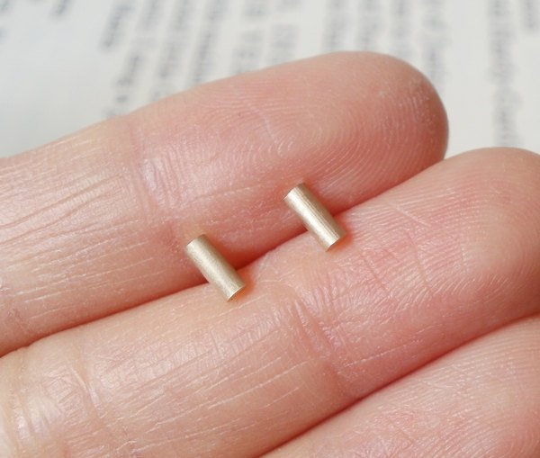 Simple Stick Earring Studs In 9ct Yellow Gold, Small Bar Earring Studs Handmade In England