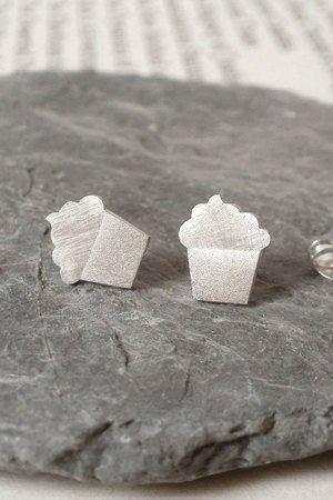 Cupcake Earring Studs In Sterling Silver, Bakery Earring Studs Handmade In The UK