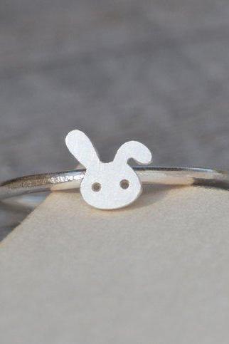 Small Bunny Rabbit Ring In Solid Sterling Silver, Handmade In England