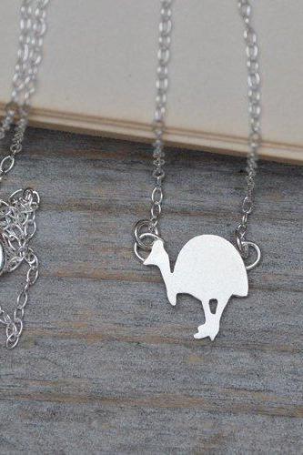 Southern Cassowary Necklace In Sterling Silver Handmade In The UK