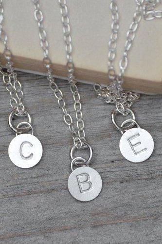 Personalized Initial Necklace In Sterling Silver, Message Necklace, Bridesmaid Necklace, Friendship Necklace